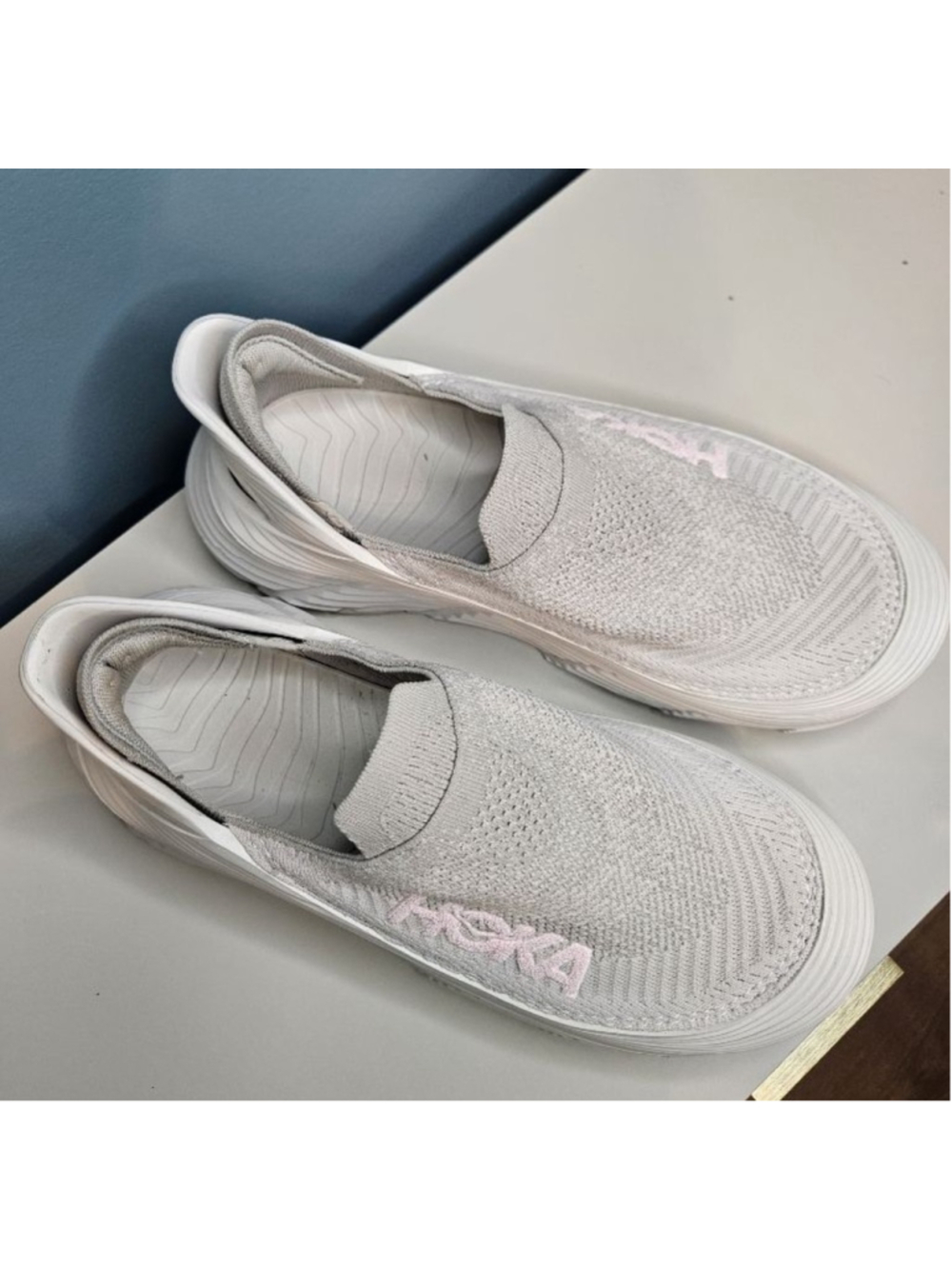 Hoka One U Restore TC in Stucco/Putty/Pink Recovery Slip On Sneakers Sz 10 - Picture 5 of 9